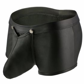 Men's Bullet Separation Patent Leather Boxer Briefs (Option: Black-S)