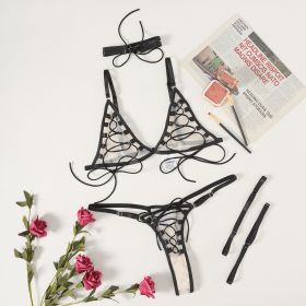Mesh Strap Stitching See-through Suit (Option: Black-S)